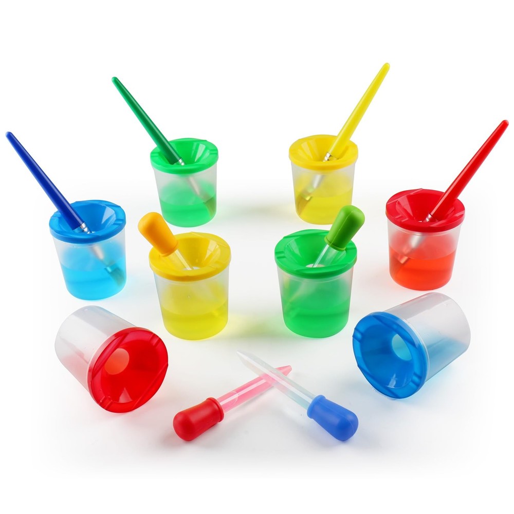 Toddler Paint Brushes Paint Cups, Droppers for Kids, No Spill Paint Cups for …