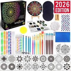 Mandala Dotting Tools Painting Kit – Rock Dot Paint Stencils Tool Set Art Cra…