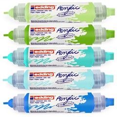 Edding 5400 Permanent Acrylic 3D Double Liner Paint- Dual Nib Cool Set of 5