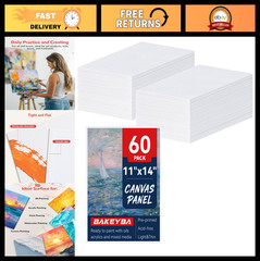 60 Pcs 11×14″ Pre-Primed Blank Canvas Panels for Acrylic & Oil Painting