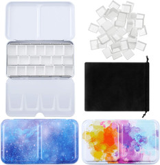 53 Pieces Empty Watercolor Paint Palette Metal Watercolor Tin Box Palette Half T