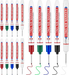15 Pcs Long Nib Marker, 20 Mm Long Head Deep Hole Marker Pens, Fine Nose Tip Dee
