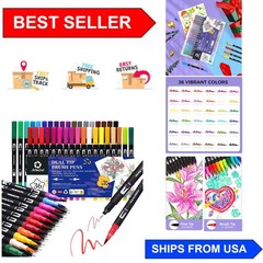 Washable & Non-Toxic 36 Color Marker Set for Sketching, Writing, and More