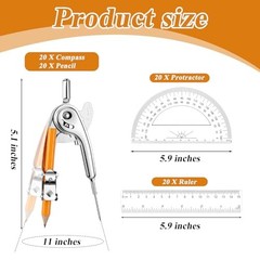 80 PCS Geometry Set – Compass Geometry Tool with Protractor and Compass Set,
