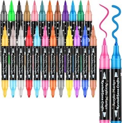 24 Colors Dual Tip Acrylic Paint Marker Pens Set, Multifunctional Acrylic Tips