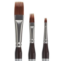 KINGART Precision 2120 Flat Rake Taklon Brush Set, Amber, Sizes 1/8–1/2, 3-Pack
