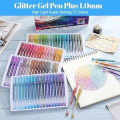 72 Colors Glitter Gel Pens, Glitter Pen For Adults Coloring Books, 1.0mm Point