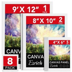 ESRICH Canvases for Painting 8Pack Canvas with 3size 8ps, white