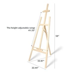 Nian Feng Wooden Easel for Painting, Large Floor Painting Stand for Adjnstable H