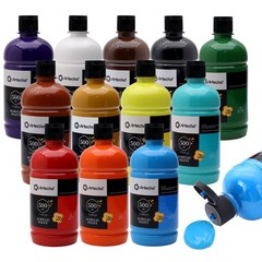 12 Colors Acrylic Paint Set 500ml / 17oz Large Bottle