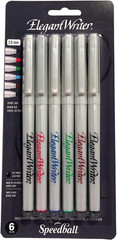 2881 Elegant Writer 6 Fine Calligraphy Markers Set, Assorted Colors