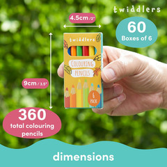THE TWIDDLERS 60 Pack Mini Colored Pencils – 6 Pencils per Box – 360 Bulk Mini C