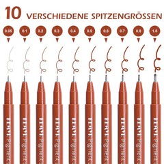 10 Micro Fine liner Drawing Art Pens Calligraphy Pens: 0.05mm-1.0mm Size Art …