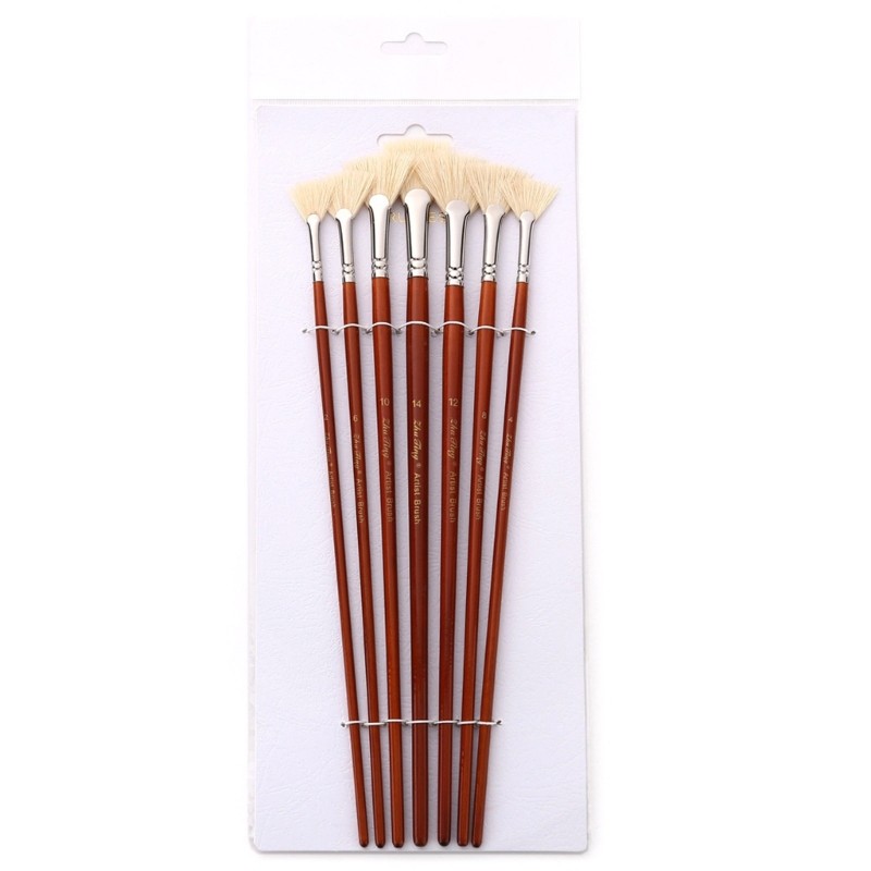 Artist Fan Paint Brushes Set 7pcs Soft Anti-Shedding Bristle Hair Paint Brushes