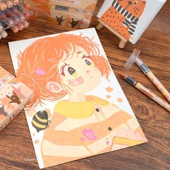 Art markers for drawing with a soft brush tip.