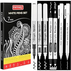 White Gel Pens Set of 7 – white acrylic paint pen Dual-Tip Acrylic Paint Pen