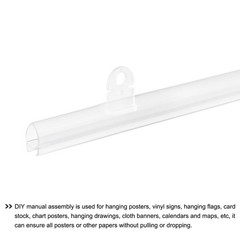 PVC Poster Hanger Rail Strip 25cm/10inch with Clips,2 Set