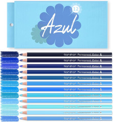 12 Blue Colored Pencils Oil Based Pre-Sharpened Wooden Colored Pencil Set for…