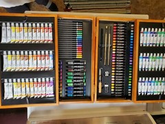 Art Studio By Battat Art Kit With Oil Watercolors Pastels Colored Pencils