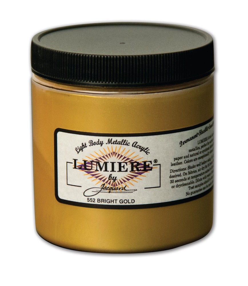 Jacquard Lumiere Bright Gold 8Oz Metallic Shimmer Acrylic Paint For Crafts