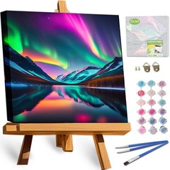 Framed Paint by Numbers Kit for Adults Beginners,12x12inch Easy Aurora Paint by
