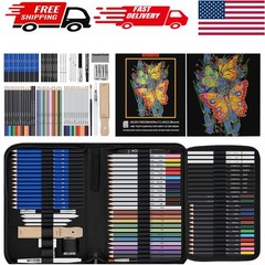 All-in-One 76-Pack Art Supplies with 3-Color Sketchbook & Detailed Tutorials