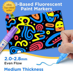 Fluorescent Paint Markers, 8 Colors Neon UV Paint Pens for Blacklight – Oil-Base