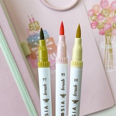 24 PCS Pastel Dual Tip Markers Fine Tip Brush Pens Arts Drawing Calligraphy