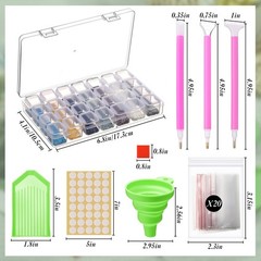 AceOrbit 59 PCS Diamond Art Painting Tools Medium, mainly green, pink and red