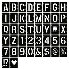 1 Inch Letter Stencils Symbol Numbers Craft Stencils, 42 Pcs Reusable 1 inch