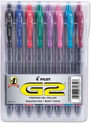 Elegant 8-Pack G2 Retractable Gel Pens – Bold, Smooth Writing in Varied Colors