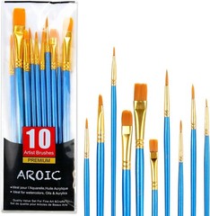Acrylic Paint Brush Set, 1 Packs / 10 pcs Watercolor Brushes Painting Brush Nylo