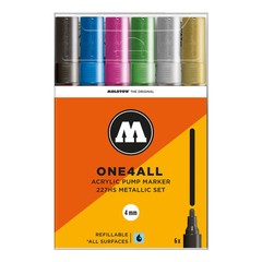 Molotow One4All Acrylic Marker 227HS Metallic Set (6 Markers) – 4mm Tip