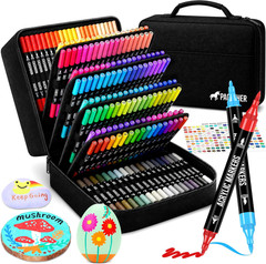 168 Colors Acrylic Paint Markers, Dual Tip Fine and Brush Tips Pens Contain 24 M