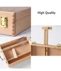 DEAYOU Wood Tabletop Easel Storage Box Beechwood Portable Sketchbox for Paint…