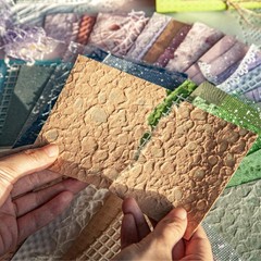 96 Sheets Textured Scrapbook Paper and Mesh Fabric Assorted Set – Multicolor