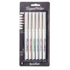 Speedball 2882 Elegant Writer 6 Medium 6 Count (Pack of 1), Assorted Colors