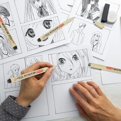 Micro Fineliner Drawing Art Pens 6 Black Fine Line Waterproof Ink Set Artist