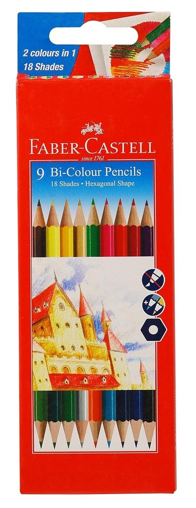 Faber Castell Bi-Color Pencil Set – Pack of 9 (Assorted)