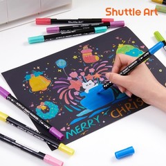 28 Metallic Colors Dual Tip Acrylic Paint Markers, Dot Tip and Fine Tip Acryl…