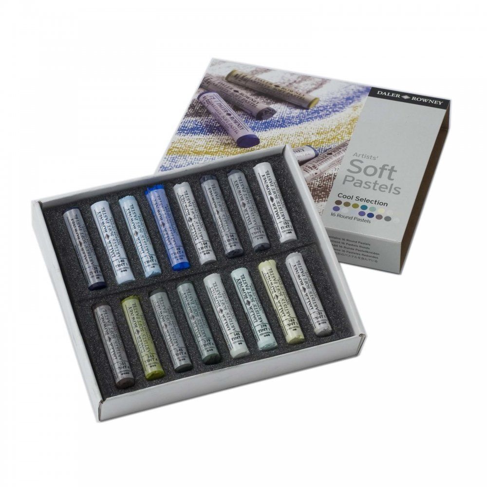 Daler Rowney Soft Chalk Pastel Set – 16 Cool Shades Selection
