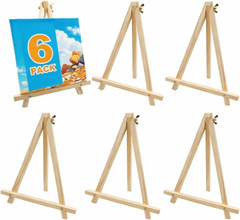 6 Pack 9 Inch Wood Easels, Tripod, Table Top Easels for Painting, Art Craft P…