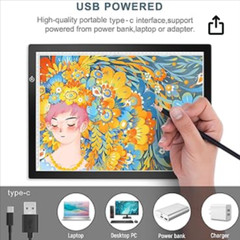 RTjoy A3 LED Light Pad, USB Powered Drawing Board Adjustable Brightness Tracing