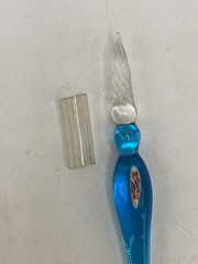 murano style dipping pen blue glass calligraphy with gift box