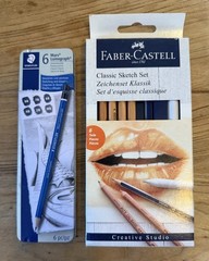 Faber-Castell 6 PC Artist Pencil Sketch Set & Staedtler 6 PC Drawing Pencil Lot