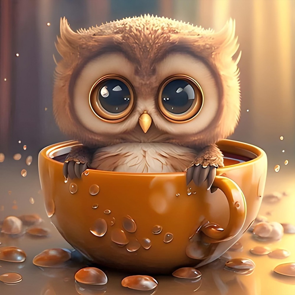 DPHERO 5D Owl Diamond Painting Kit for Adults, Round 12X12 Inches, USYZ259