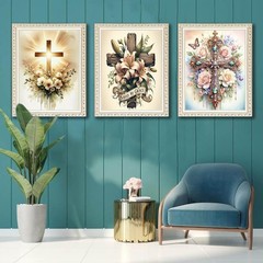 3 Pack Cross Diamond Art Kits for Adults – 5D Diamond Paintings for Beginner,DIY