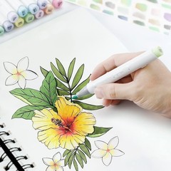 Ohuhu Marker Pens, Brush Type, 96 Light Colors, Professional Grade