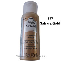 FolkArt Acrylic Craft Paint Metallic 2 oz Shimmer for Canvas DIY – Sahara Gold