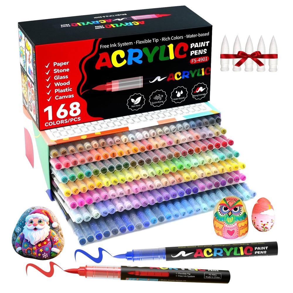 TECADA 168 Colors Acrylic Paint Markers, 1 Count (Pack of 168), 168